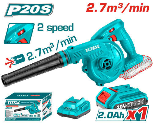 SOPLADOR A BATERÍA 20V2.7M3/MIN VEL. AJUST. BAT/CAR TABLI200181 TOTAL