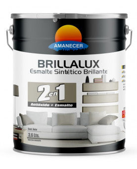 PINTURA ESMALTE SINTÉTICO BRILLALUX COLOR NEGRO 3.6 L. AMANECER